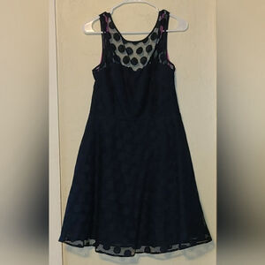 Betsy Johnson Navy Polka dot over lay sz. 10(#601)